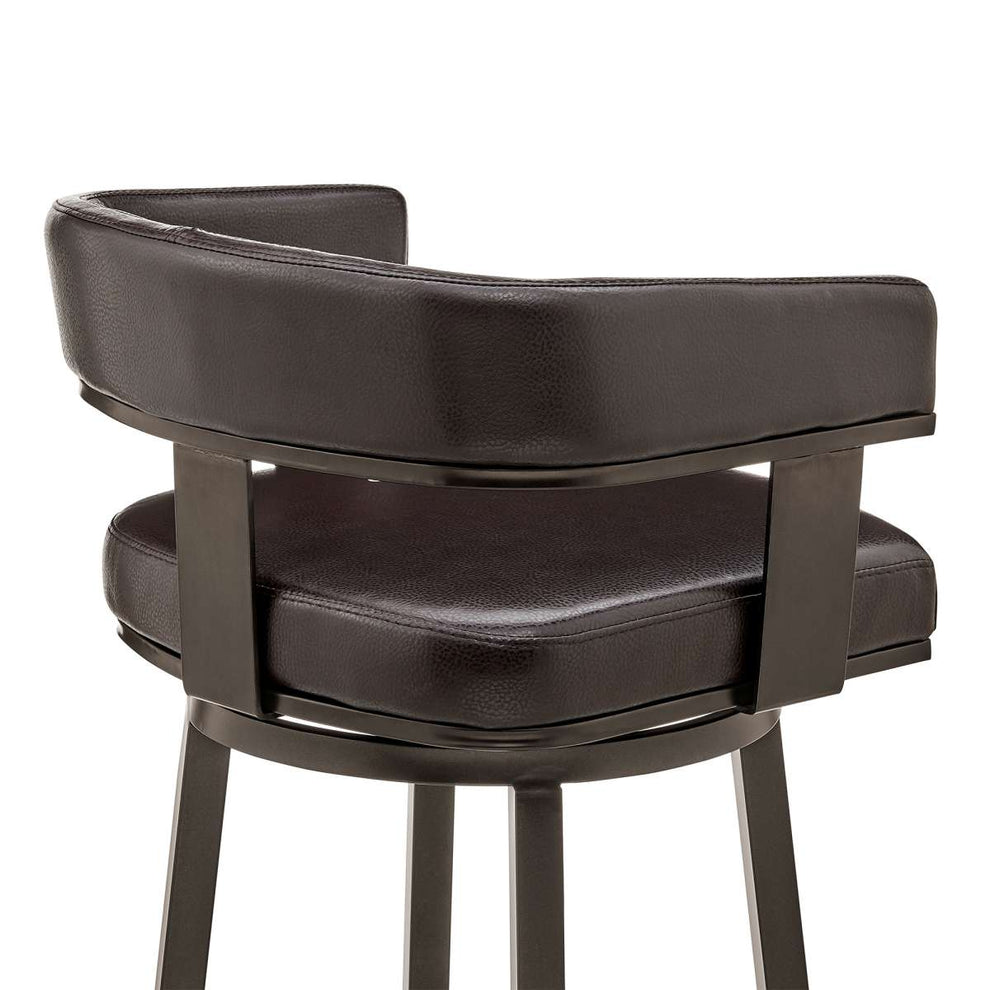 Cohen 26" Counter Height Swivel Bar Stool in Java Brown Finish and Chocolate Faux Leather By Armen Living | Bar Stools | Modishstore - 6