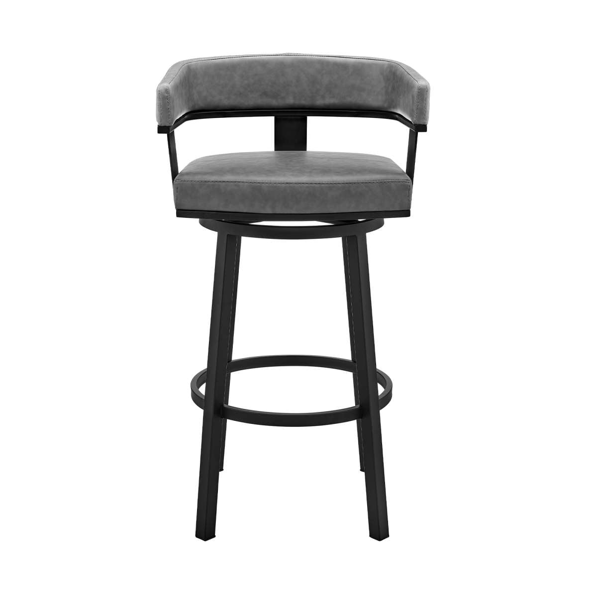Cohen 26" Counter Height Swivel Bar Stool in Black Finish and Gray Faux Leather By Armen Living | Bar Stools | Modishstore - 2