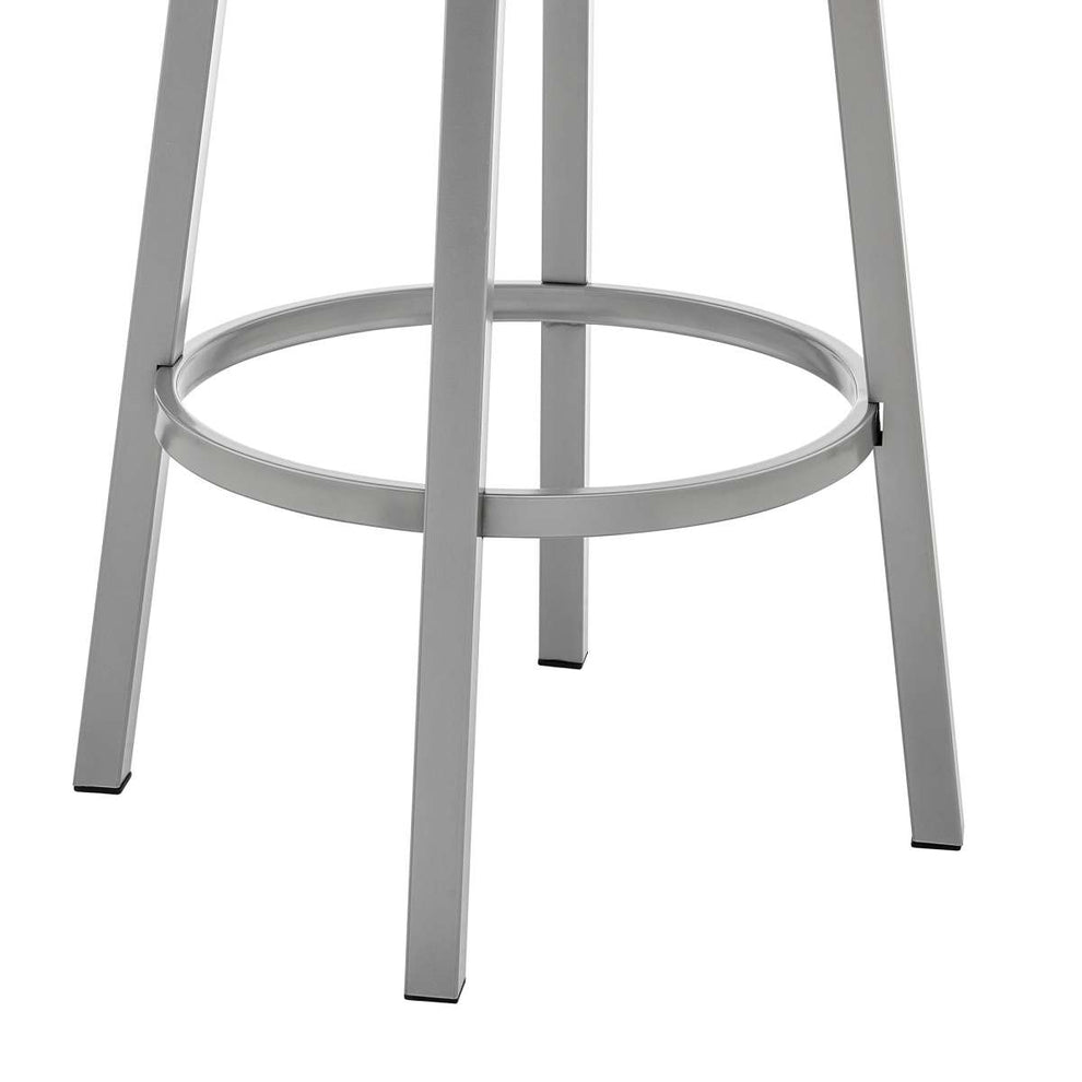 Cohen 26" Counter Height Swivel Bar Stool in Silver Finish with White Faux Leather By Armen Living | Bar Stools | Modishstore - 7