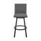 Jermaine 26" Counter Height Swivel Bar Stool in Matt Black Finish with Gray Faux Leather By Armen Living | Bar Stools |  Modishstore  - 5