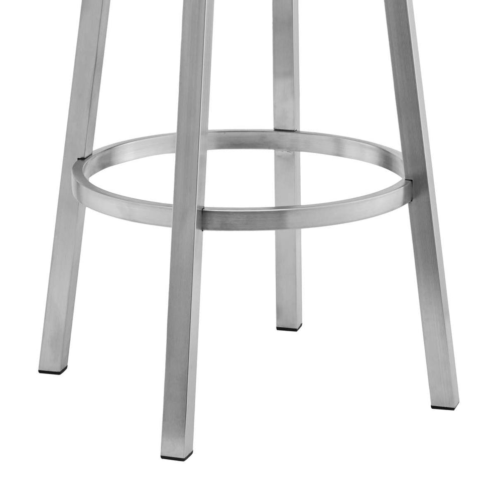 Cohen 26" Black Faux Leather and Brushed Stainless Steel Swivel Bar Stool By Armen Living | Bar Stools |  Modishstore  - 2