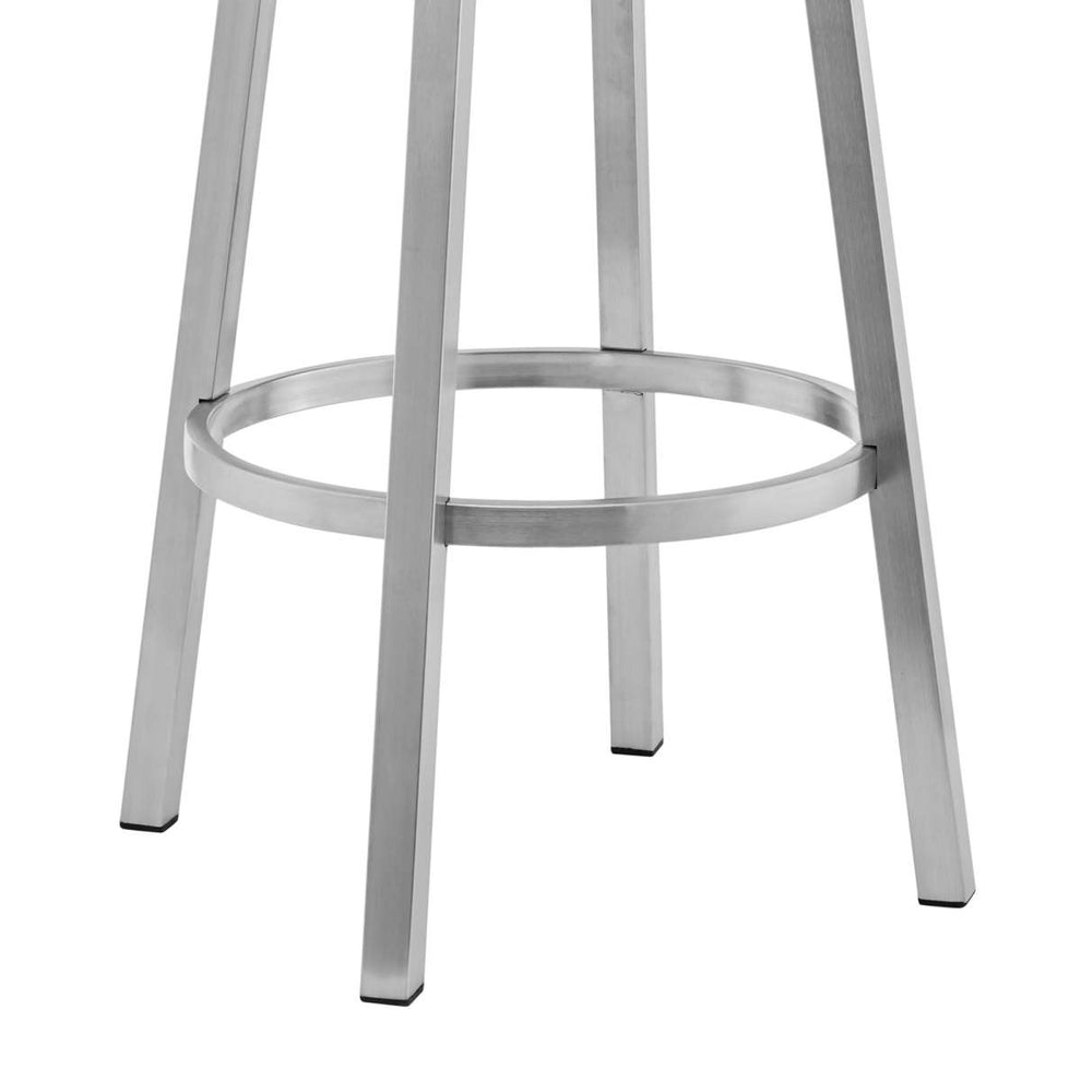 Cohen 26" Gray Faux Leather and Brushed Stainless Steel Swivel Bar Stool By Armen Living | Bar Stools |  Modishstore  - 7