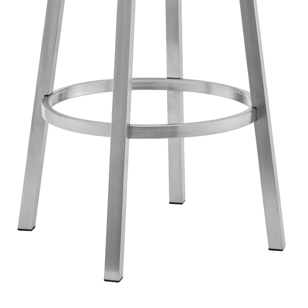 Cohen 30" White Faux Leather and Brushed Stainless Steel Swivel Bar Stool By Armen Living | Bar Stools |  Modishstore  - 6