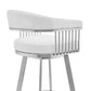 Bronson 30" White Faux Leather and Brushed Stainless Steel Swivel Bar Stool By Armen Living | Bar Stools | Modishstore - 4