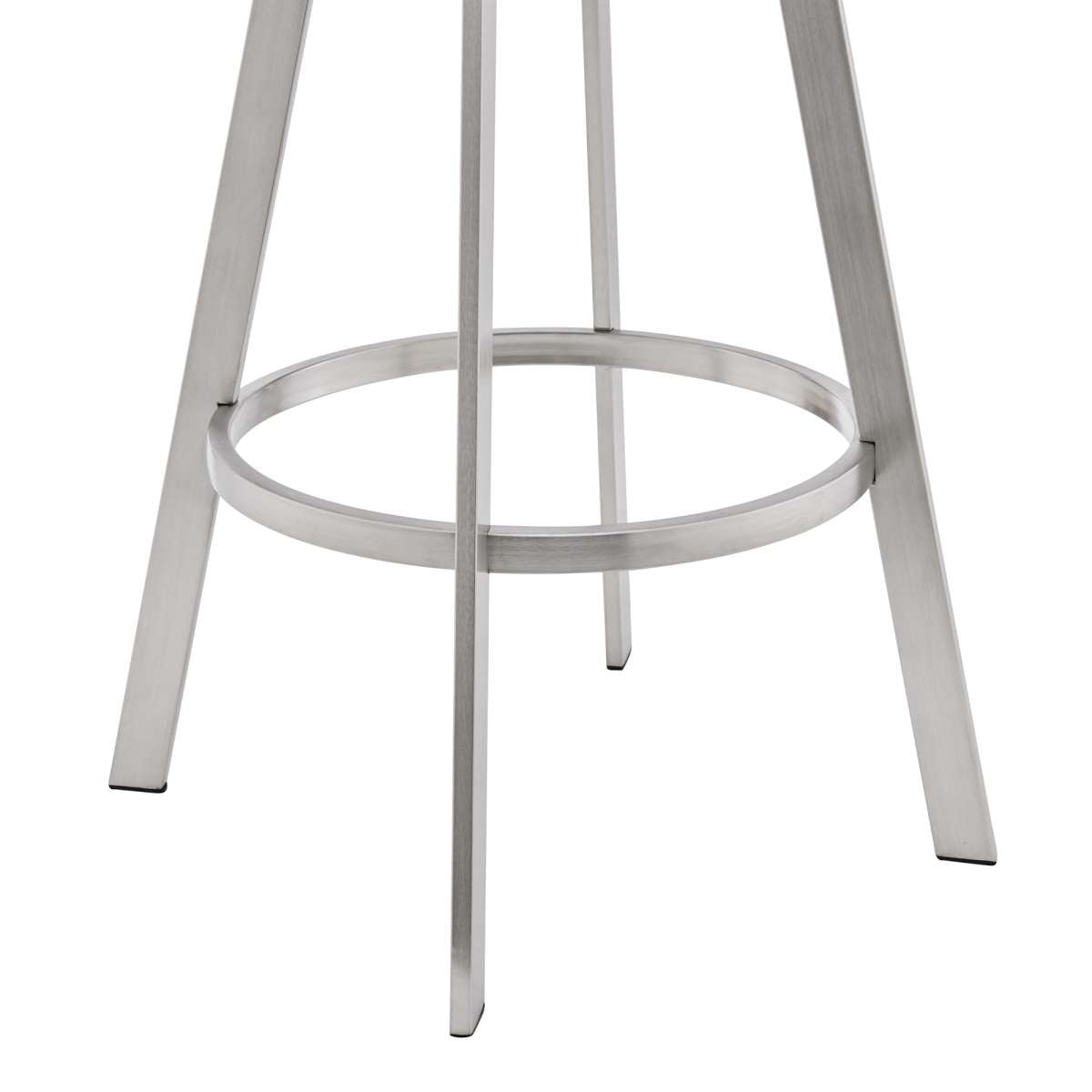 Bronson 30" White Faux Leather and Brushed Stainless Steel Swivel Bar Stool By Armen Living | Bar Stools | Modishstore - 5