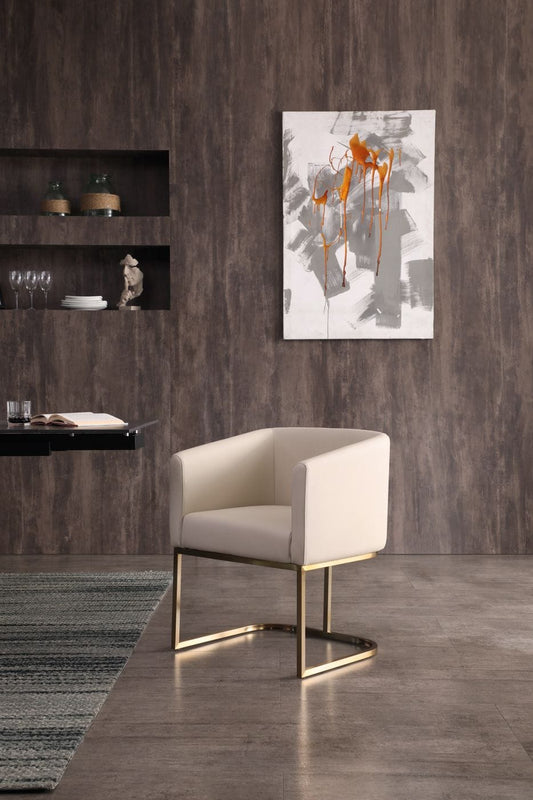 Modrest Yukon - Modern Beige Bonded and Antique Brass Dining Chair | Modishstore | Dining Chairs