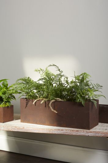 Galveston Distressed Metal Rectangular Planter Set Of 4 By Accent Decor | Planters, Troughs & Cachepots | Modishstore - 12