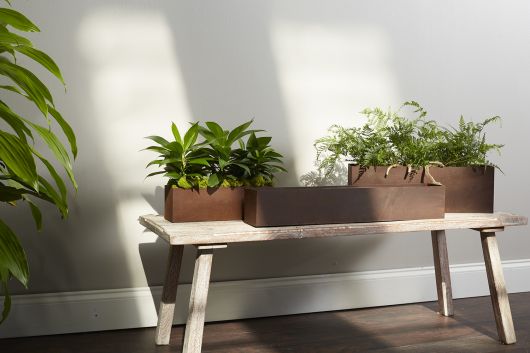 rectangle plant hanger Galveston Distressed Metal Rectangular Planter Set Of 3 - 3 Sizes - Metallic - Metal - 72550 - 72552