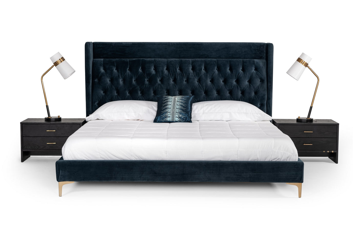 Modrest Wales Modern Blue Fabric Bed | Modishstore | Beds-4