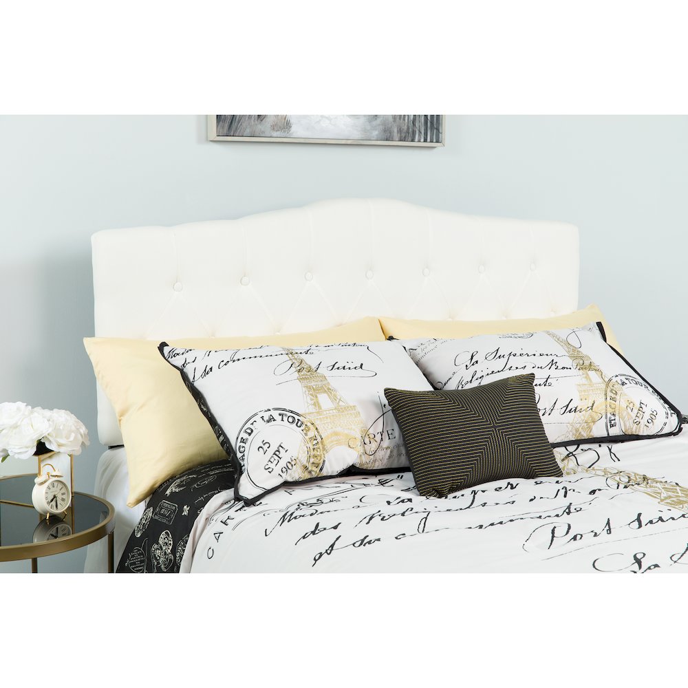 Cambridge Tufted Upholstered Queen Size Headboard In White Fabric By Flash Furniture | Headboards | Modishstore - 1