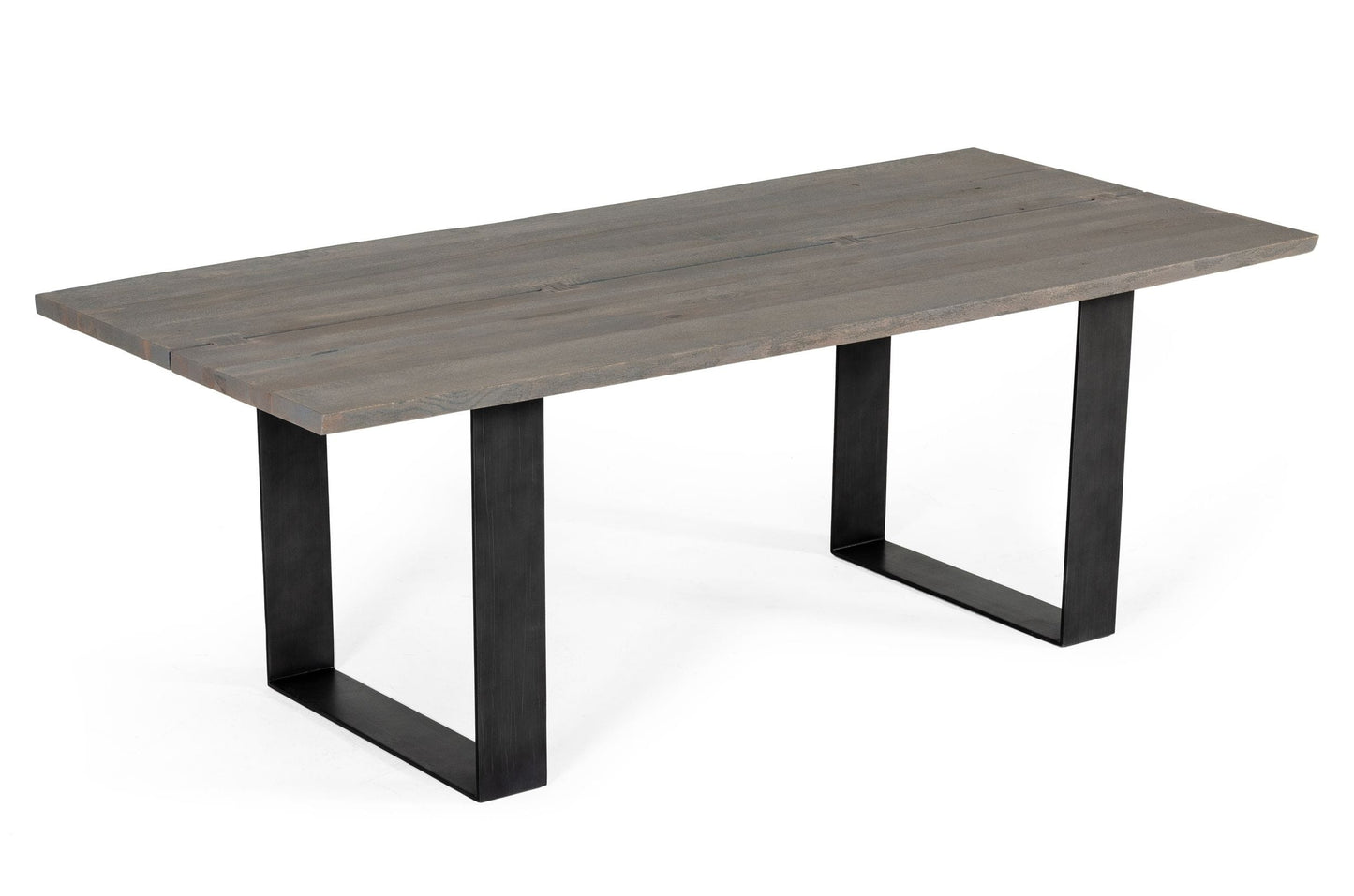 Modrest Murphy Modern Grey Aged Oak & Black Metal Dining Table | Modishstore | Dining Tables