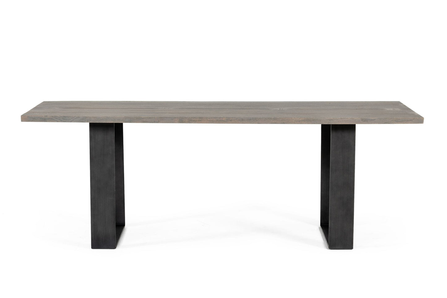 Modrest Murphy Modern Grey Aged Oak & Black Metal Dining Table | Modishstore | Dining Tables-2