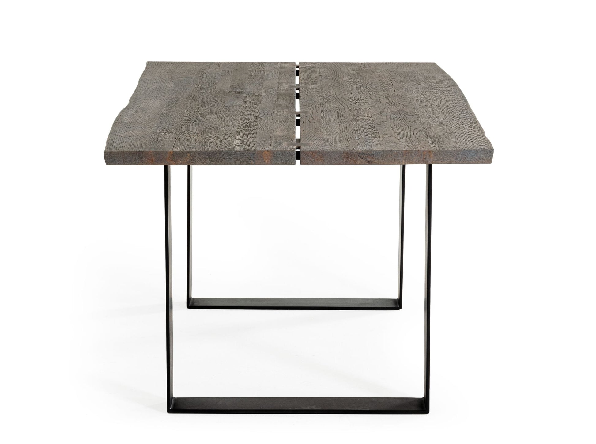 Modrest Murphy Modern Grey Aged Oak & Black Metal Dining Table | Modishstore | Dining Tables-3