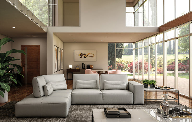 Accenti Italia Enjoy Italian Modern Light Grey Leather Sectional Sofa | Modishstore | Sofas