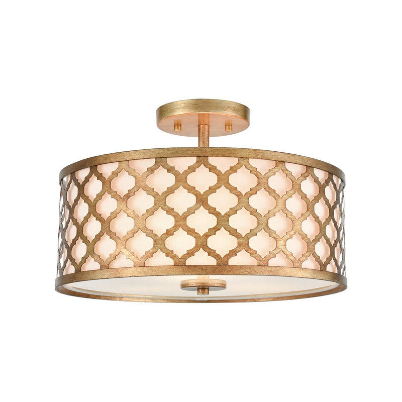 Arabesque Bronze Gold with White Fabric Shade by ELK Lighting-2