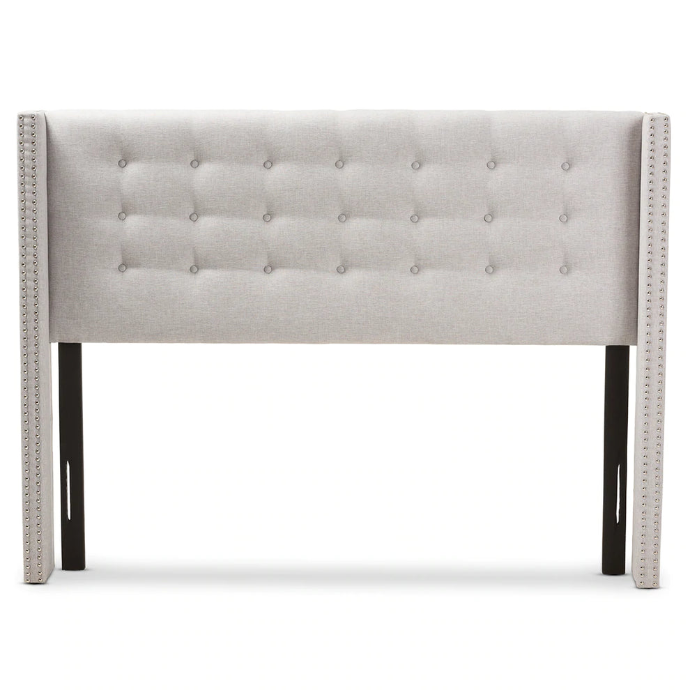 Baxton Studio Ginaro Modern Beige Fabric Queen Size Winged Headboard | Headboards | Modishstore - 3