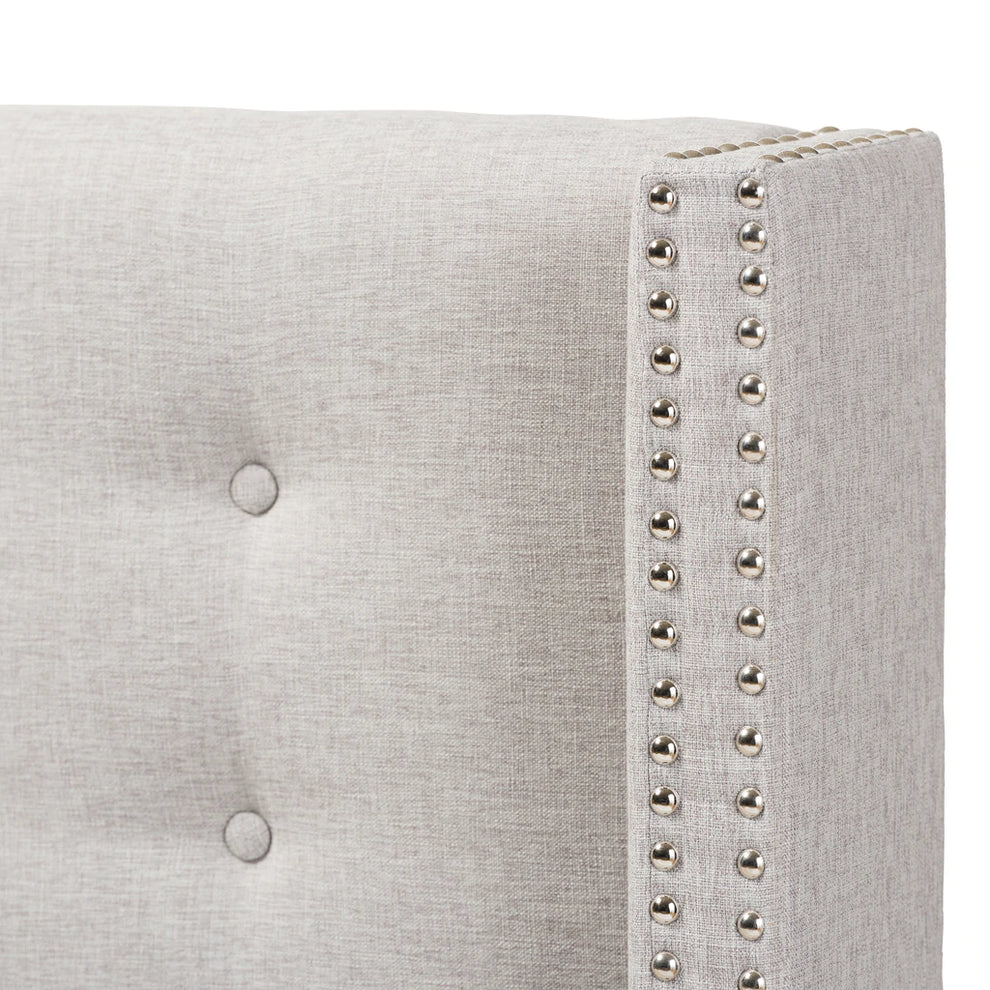 Baxton Studio Ginaro Modern Beige Fabric Queen Size Winged Headboard | Headboards | Modishstore - 5