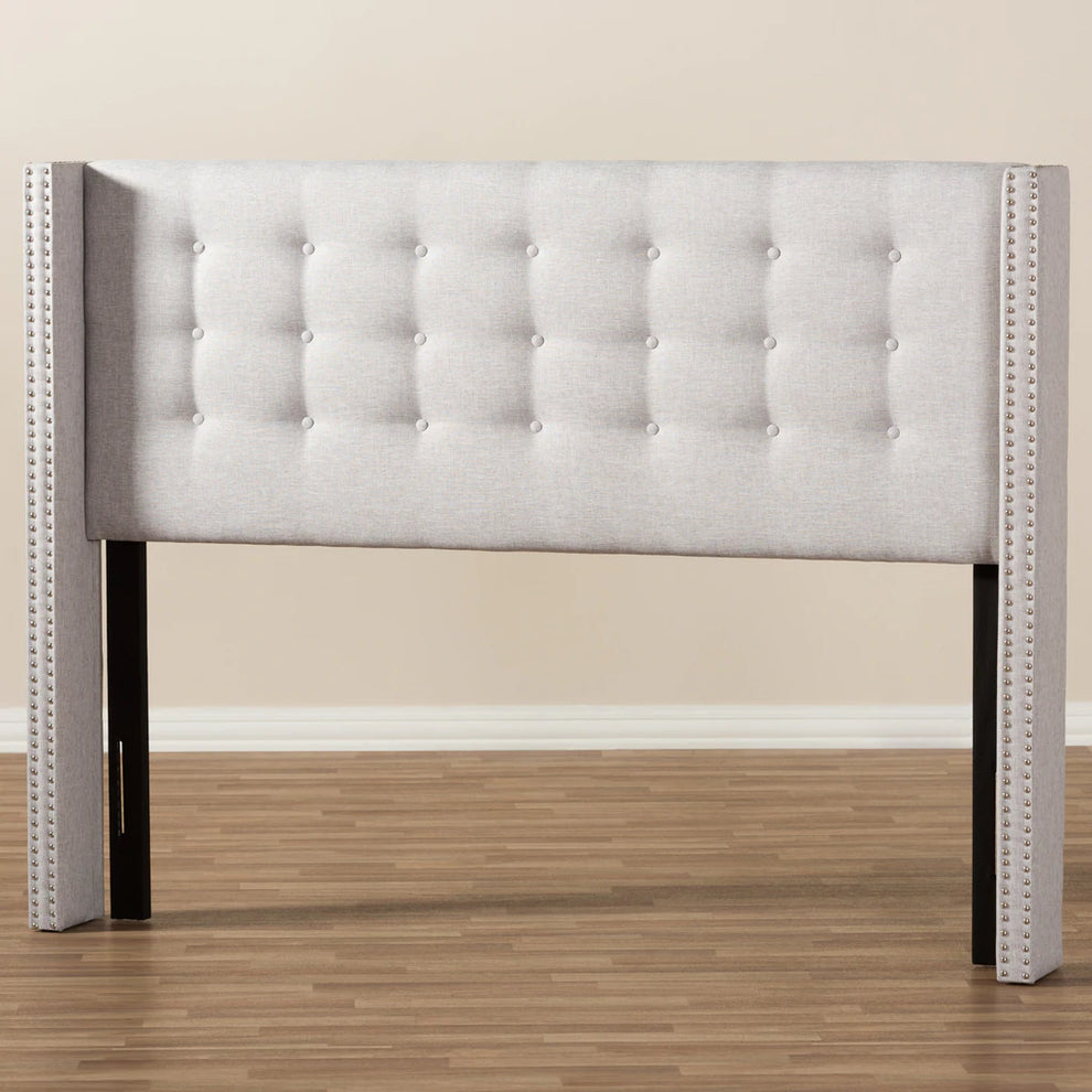 Baxton Studio Ginaro Modern Beige Fabric Queen Size Winged Headboard | Headboards | Modishstore - 6