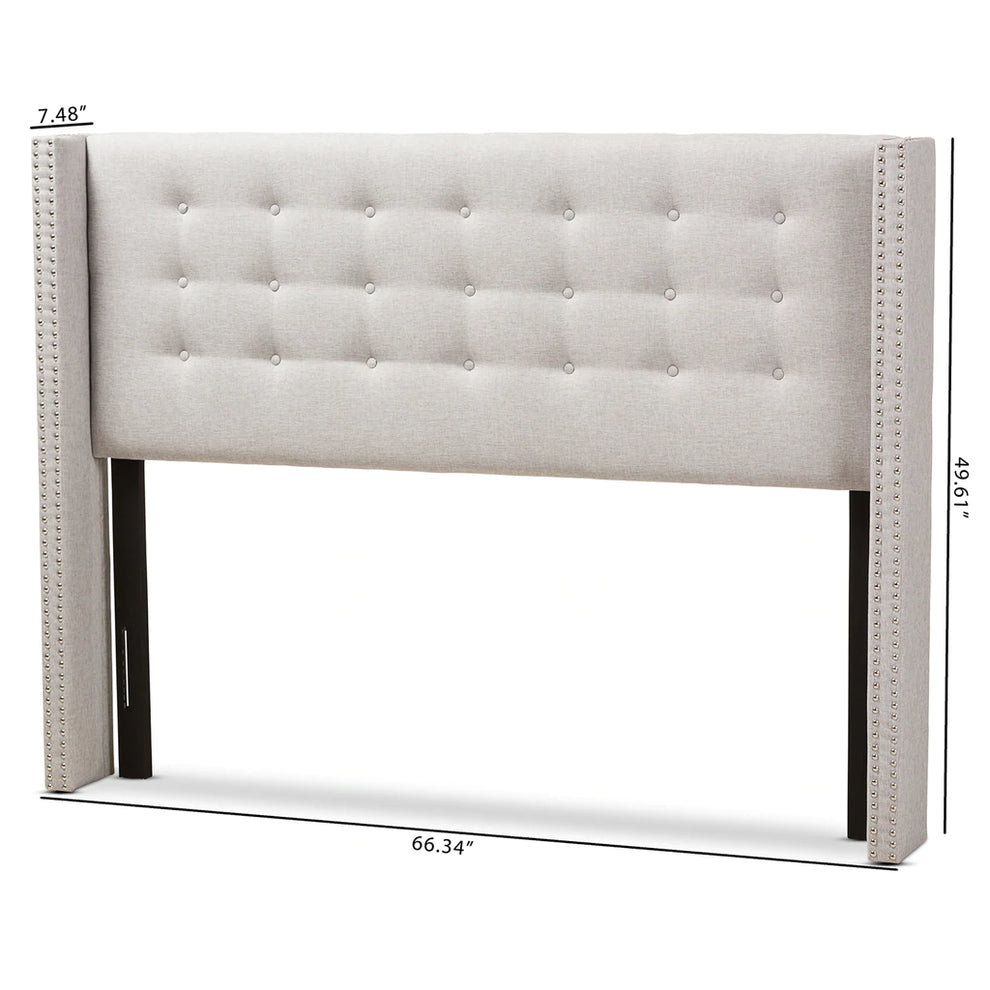 Baxton Studio Ginaro Modern Beige Fabric Queen Size Winged Headboard | Headboards | Modishstore - 4