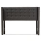 Baxton Studio Ginaro Modern And Contemporary Dark Grey Fabric Button-Tufted Nail head Queen Size Winged Headboard | Headboards | Modishstore - 4