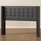 Baxton Studio Ginaro Modern And Contemporary Dark Grey Fabric Button-Tufted Nail head Queen Size Winged Headboard | Headboards | Modishstore - 2