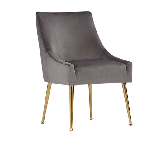 Modrest Castana Modern Grey Velvet & Gold Dining Chair (Set of 2) | Modishstore | Dining Chairs