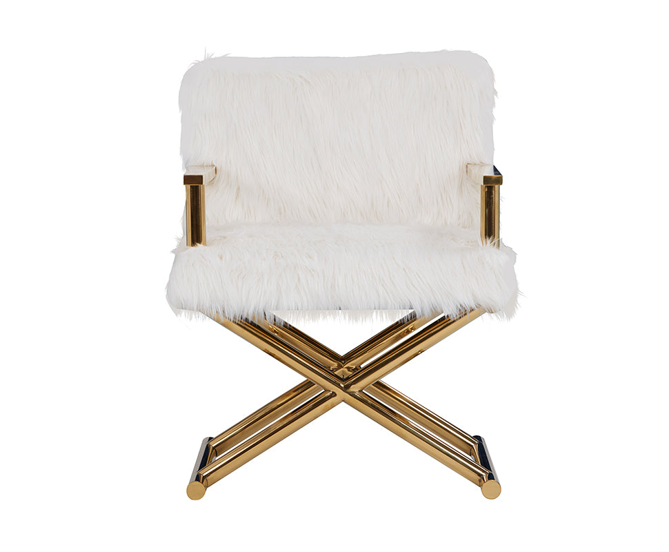 Modrest Corley Modern White Faux Fur & Gold Accent Chair | Lounge Chairs | Modishstore - 2