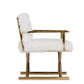 Modrest Corley Modern White Faux Fur & Gold Accent Chair | Lounge Chairs | Modishstore - 3