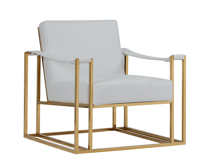 Modrest Larson Modern White Leatherette & Gold Accent Chair | Modishstore | Accent Chairs