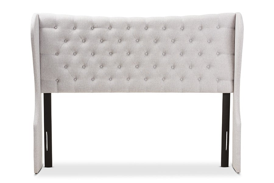 Baxton Studio Cadence Modern and Contemporary Greyish Beige Fabric Button-Tufted King Size Winged Headboard | Modishstore | Headboards-3