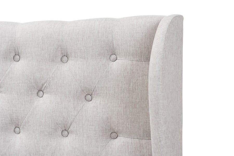 Baxton Studio Cadence Modern and Contemporary Greyish Beige Fabric Button-Tufted King Size Winged Headboard | Modishstore | Headboards-4