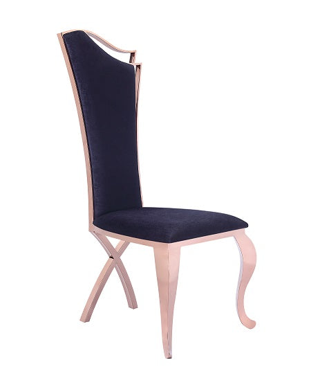 Modrest Bonnie Transitional Black Velvet & Rosegold Dining Chair (Set of 2) | Modishstore | Dining Chairs
