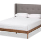 baxton studio brooklyn mid century modern walnut wood grey fabric queen size platform bed | Modish Furniture Store-8