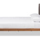 baxton studio brooklyn mid century modern walnut wood grey fabric queen size platform bed | Modish Furniture Store-3