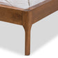 baxton studio brooklyn mid century modern walnut wood grey fabric queen size platform bed | Modish Furniture Store-5