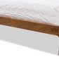 baxton studio brooklyn mid century modern walnut wood grey fabric queen size platform bed | Modish Furniture Store-4