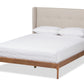 baxton studio brooklyn mid century modern walnut wood beige fabric king size platform bed | Modish Furniture Store-9