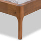 baxton studio brooklyn mid century modern walnut wood beige fabric king size platform bed | Modish Furniture Store-5