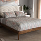 Baxton Studio Brooklyn Mid-Century Modern Walnut Wood Beige Fabric King Size Platform Bed | Modishstore | Beds