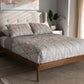 Baxton Studio Brooklyn Mid-Century Modern Walnut Wood Beige Fabric Queen Size Platform Bed | Modishstore | Beds