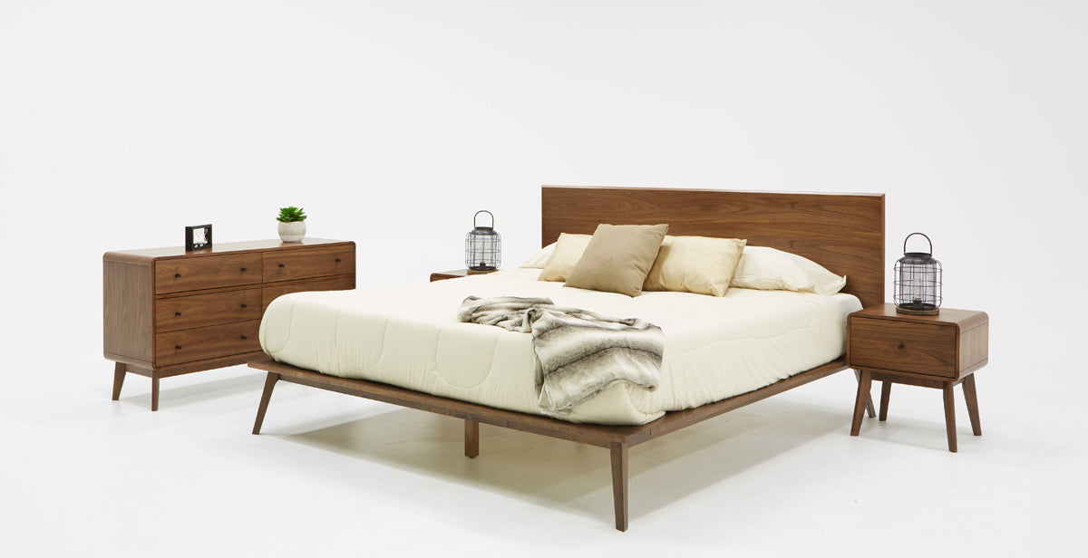Modrest Carmen Mid-Century Modern Walnut Bed | Modishstore | Beds-3