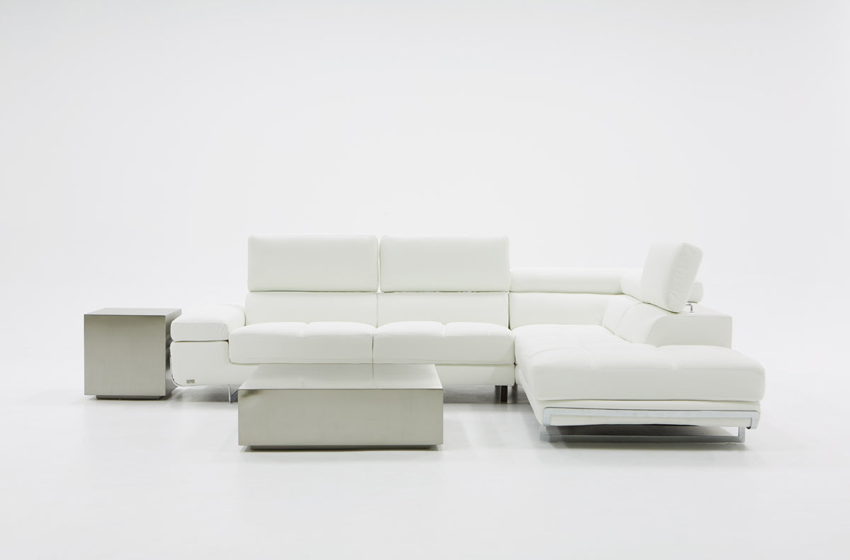 Divani Casa Myst Mini Modern White Eco-Leather Sectional Sofa | Modishstore | Sofas-2