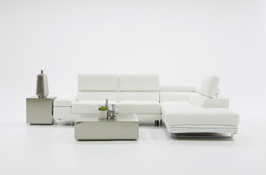 Divani Casa Myst Mini Modern White Eco-Leather Sectional Sofa | Modishstore | Sofas