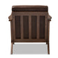 baxton studio bianca mid century modern walnut wood dark brown distressed faux leather lounge chair | Modish Furniture Store-5