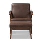 Baxton Studio Bianca Mid-Century Modern Dark Brown Lounge Chair And Ottoman Set | Lounge Chairs | Modishstore - 3
