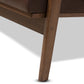 Baxton Studio Bianca Mid-Century Modern Walnut Wood Dark Brown Distressed Faux Leather 3-Seater Sofa | Sofas | Modishstore - 8