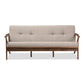 Baxton Studio Bianca Mid-Century Modern Walnut Wood Light Grey Fabric Tufted 3-Seater Sofa | Sofas | Modishstore - 5