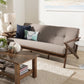Baxton Studio Bianca Mid-Century Modern Walnut Wood Light Grey Fabric Tufted 3-Seater Sofa | Sofas | Modishstore