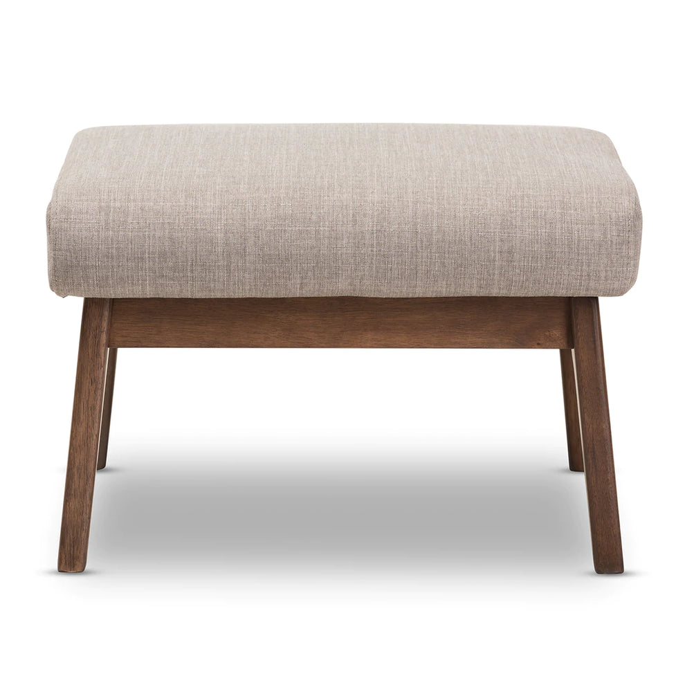 Baxton Studio Bianca Mid-Century Modern Walnut Wood Light Grey Fabric Ottoman | Ottomans | Modishstore - 3
