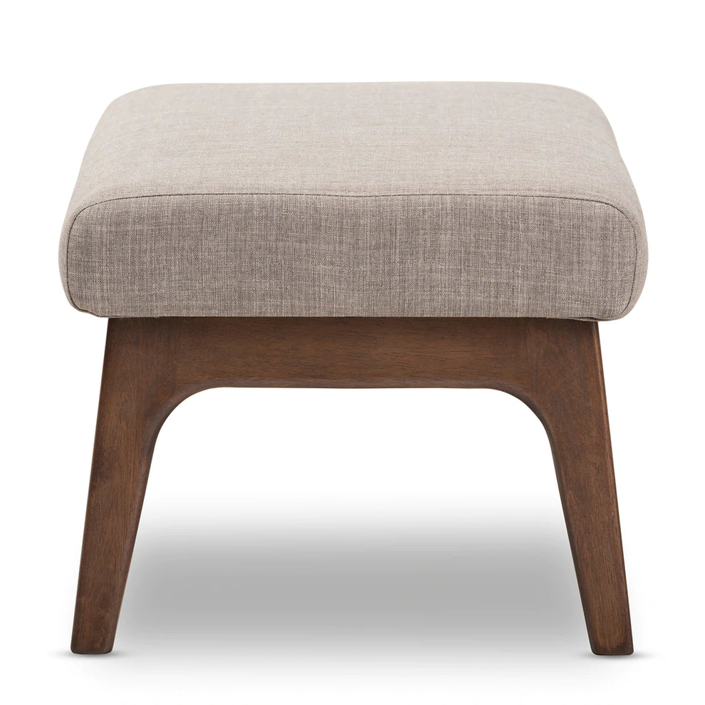 Baxton Studio Bianca Mid-Century Modern Walnut Wood Light Grey Fabric Ottoman | Ottomans | Modishstore - 4